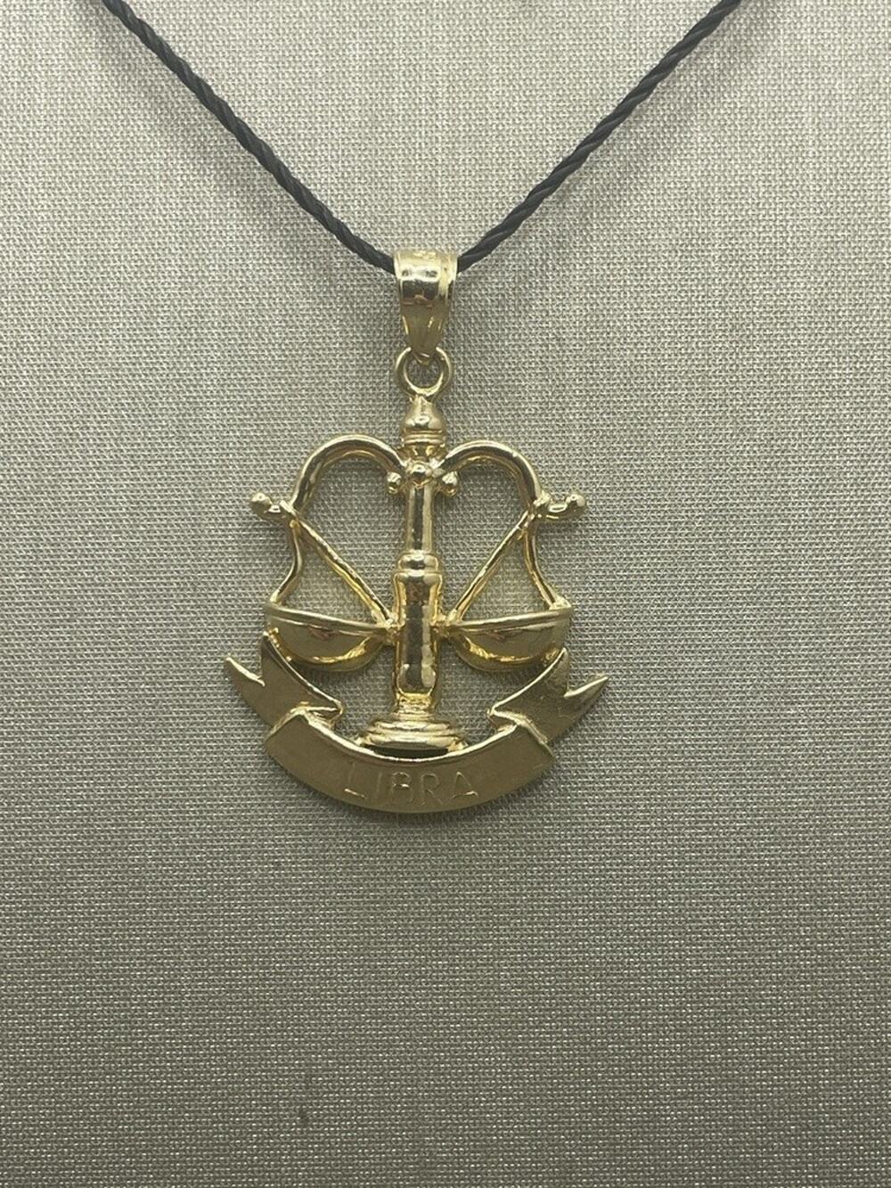 14K Yellow Gold Libra Scales Pendant (22075)